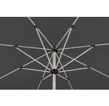 Detaljvy av spjälorna på ett parasoll