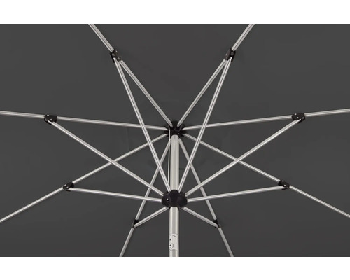 Detaljvy av spjälorna på ett parasoll