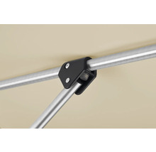 Detaljvy av en paviljonganslutning med metallstång och skruvar