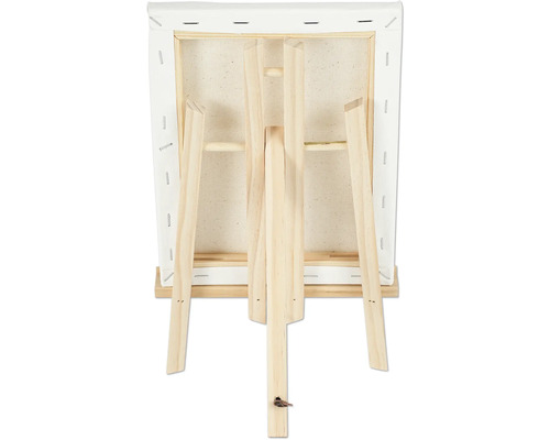 Baksidan av en duk på en trästaffli