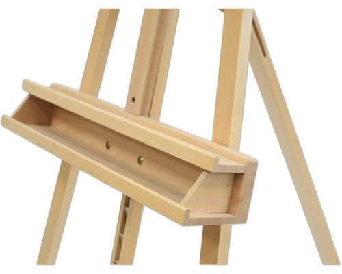 Detaljvy av en trästaffli för konstnärsmaterial