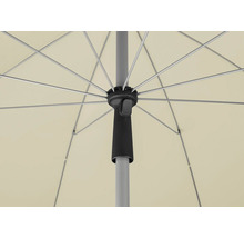 Detaljvy av ett parasoll med ribbor, stång och öppningsmekanism