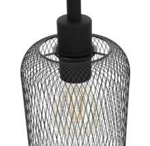 Hänglampa med svart trådnät och glödlampa