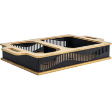 Svart planteringslåda med bamburam