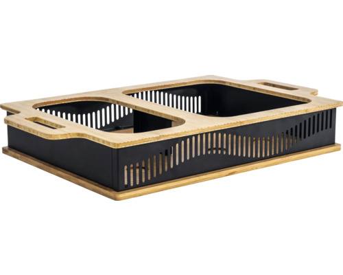 Svart planteringslåda med bamburam