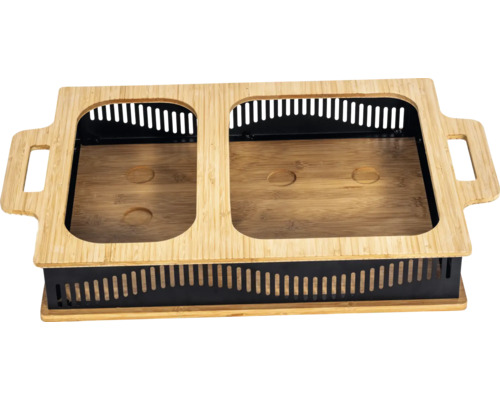 Bambu-värmare med två insatser för värmeplattor.