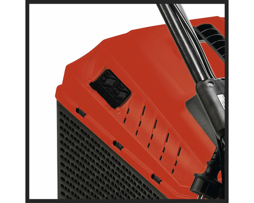 Detaljvy av en snöslunga med start- och stoppknapp