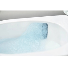 Närbild på en toalettspolning med vatten