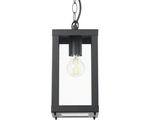 Hängande lampa med rektangulär ram och glödlampa