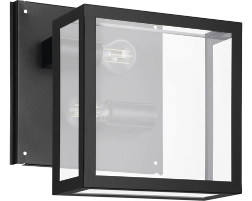 Svart yttervägglampa med glasinsats