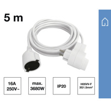 Fem meter lång förlängningssladd med skyddskontakt och koppling