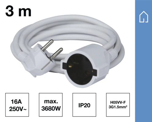 Förlängningskabel med en längd på 3 meter
