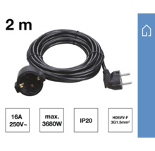 Två meter lång förlängningssladd med kontakt och uttag