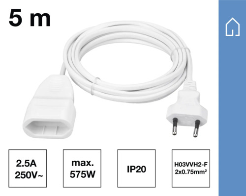 Förlängningssladd, 5 meter lång