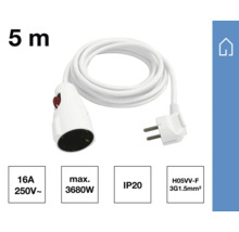 Lamphållare med kontakt, längd 5 meter