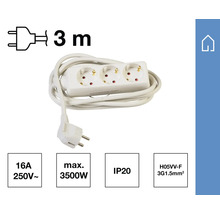 Grenuttag med tre uttag och tre meter kabel