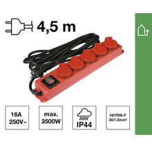 Grenuttag med fem uttag och 4,5 meters kabel