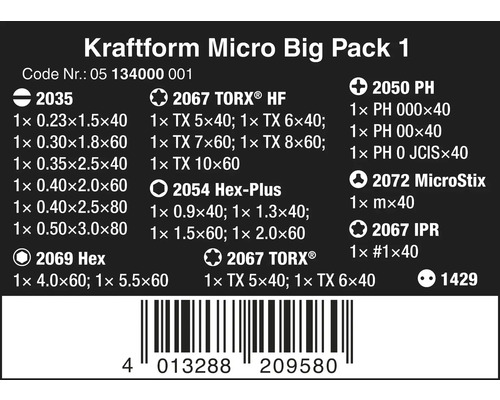 Kraftform Micro Big Pack 1 skruvmejselsats