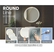 Rund LED-spegel med ljusdimmer, beröringsbrytare och anti-imfunktion