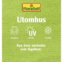 FloraSelf Logo. Lämplig för utomhusbruk. Handgjord. UV-beständig. Frosttålig. Kan även användas som fågelbad.