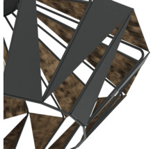 Dekorativ hänglampa med geometrisk design i trä och metall