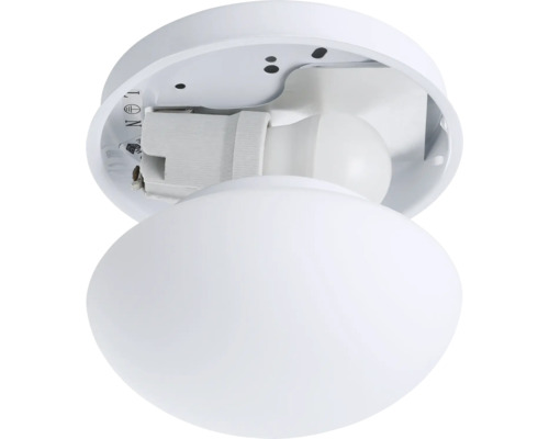 Vit taklampa med rund glaskupa