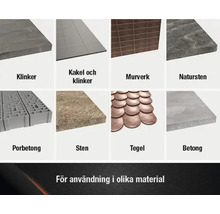 Olika material: Klinker, kakel och klinker, murverk, natursten, lättbetong, sten, tegel, betong