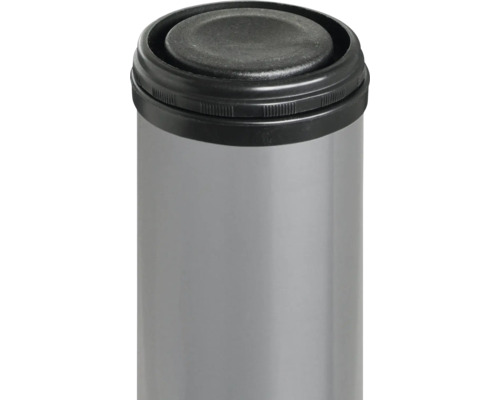 Metallisk soptunna med svart lock