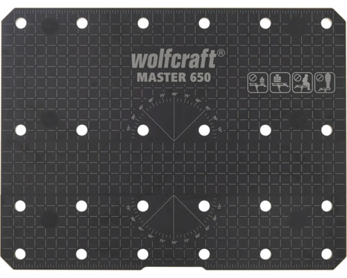 Wolfcraft Master 650 Arbetsbänksöverlägg med vinkeldisplay och raster