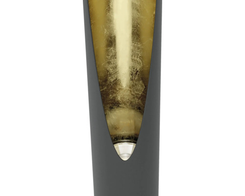 Närbild av en vägglampa med en guldfärgad insida