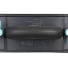 Wolfcraft handslipmaskin med handtag och sidoklämmor för slippapper. Wolfcraft Logo.