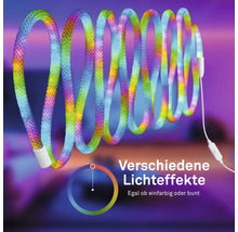 Flexibel LED ljusslang med olika ljuseffekter i regnbågens färger.