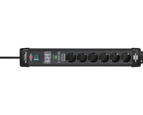 Grenuttag med sex uttag och överspänningsskydd