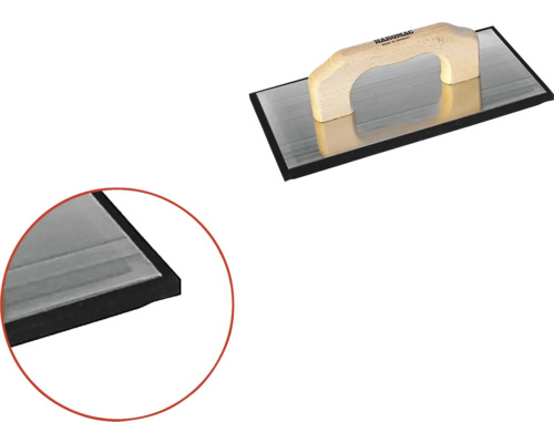 Glättare med trähandtag och svart gummibeläggning