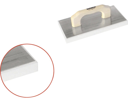 Rektangulärt rivbräda med trähandtag för putsarbeten