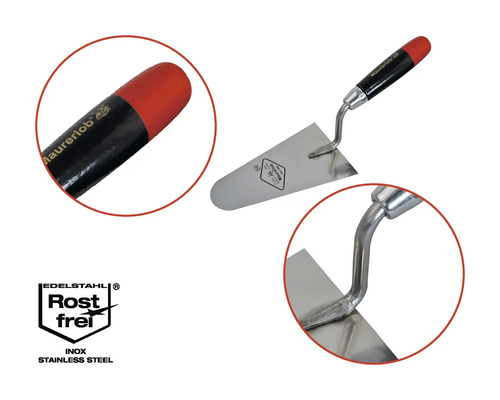 Murarslev av rostfritt stål med plasthandtag