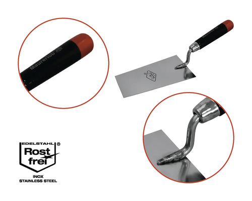 Murarlob spackelspade med blad av rostfritt stål och plasthandtag