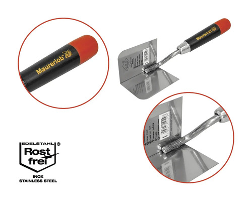 Maurerlob hörnspackel av rostfritt stål med plasthandtag