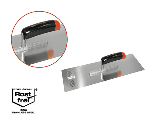 Glättkelle i rostfritt stål med handtag