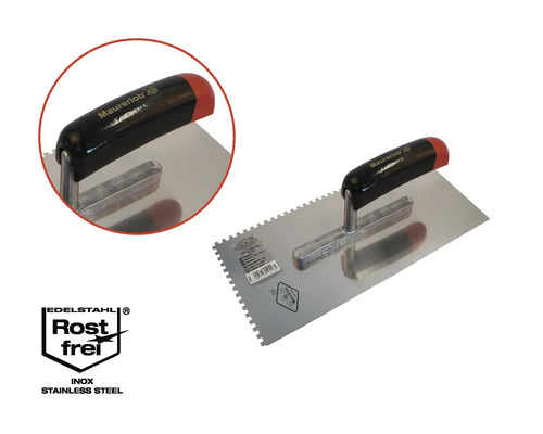 Maurerlob tandspackel av rostfritt stål med plasthandtag