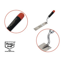 Murarslev av rostfritt stål med plasthandtag