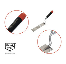 Maurerlob hörnspackel med rostfritt stålblad och plasthandtag