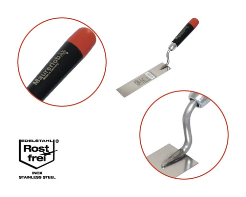 Maurerlob hörnspackel med rostfritt stålblad och plasthandtag