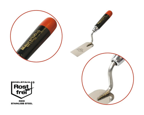 Murarslev av rostfritt stål med trähandtag