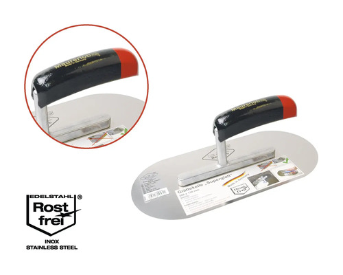 Glättningsspackel av rostfritt stål med plasthandtag och rostfritt sigill