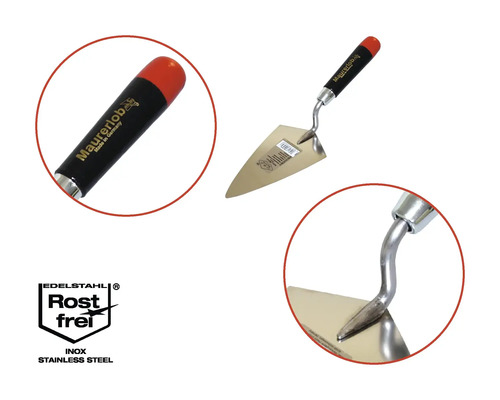 Murarslev med rostfri stålyta och ergonomiskt handtag