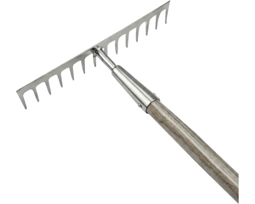 Trädgårdsräfsa med träskaft och metalltänder