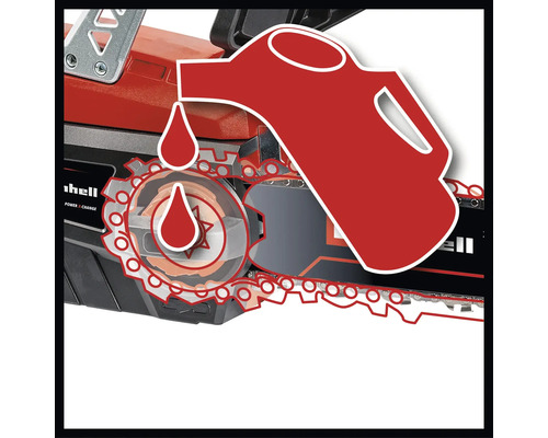 Symbol för automatisk kedjesmörjning på en motorsåg från Einhell.