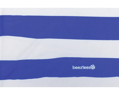 Textil med randigt mönster och Beeztees-logotyp