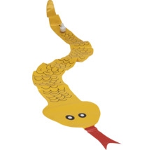 Uppblåsbar gul orm för pool med röd tunga och svarta fjäll